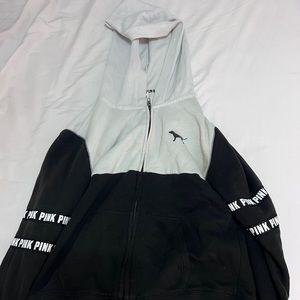 PINK ZIP UP HOODIE BLACK/ WHITE